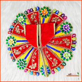 Shaneel Thread Lace Work Red Laddu Poshak